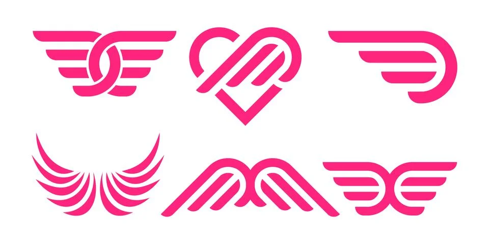 Creative Wing logo icon set. Wings badges. Collection wings badges. Vector .. Illustrazione stock