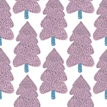 Creative winter pine tree seamless pattern on white background. Christmas hol Stock Illustration