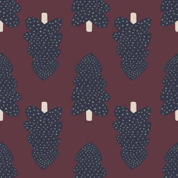 Creative winter pine tree seamless pattern on red background. Christmas holid Stock Illustration