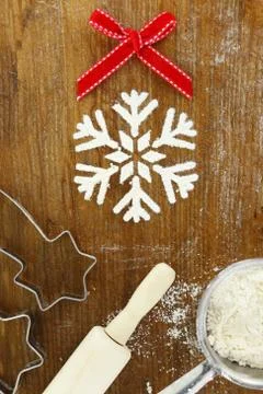 Creative winter time baking background Stock Photos
