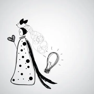 Creative woman  vector hand drawn Stock Illustration