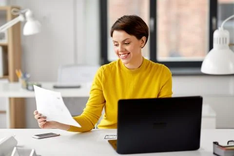 Creative woman working on user interface at office Foto stock