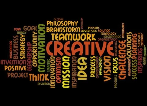 Creative, word cloud concept Illustrazione stock