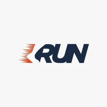 Creative word mark logo, R for Run logo / Running logo vector template Stock Illustration