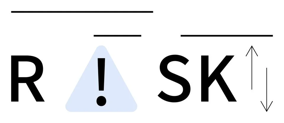 Creative wordplay combining risk with a warning sign and horizontal lines Stock Illustration