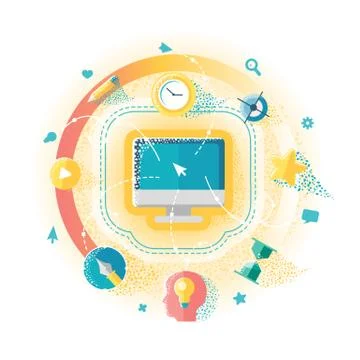 Creative Work On The Computer Stock Illustration