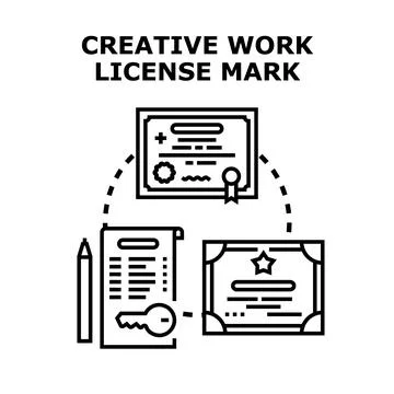 Creative work license conceptual mark vector illustration Stock Illustration