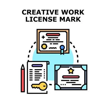 Creative work license conceptual mark vector illustration Stock Illustration