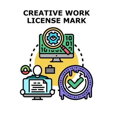 Creative work license mark process concept 스톡 일러스트