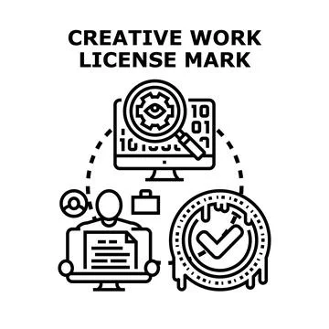 Creative work license mark process concept Stock Illustration