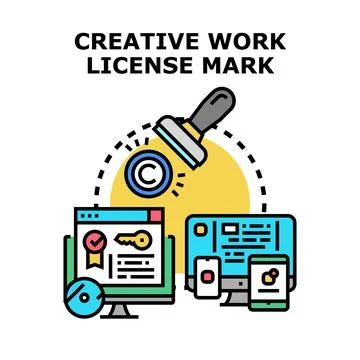 Creative work license mark protecting digital content イラスト素材