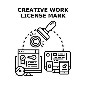 Creative work license mark protecting digital content イラスト素材