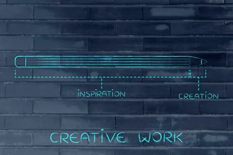 Creative work with long inspiration and short creation time Stock Illustration