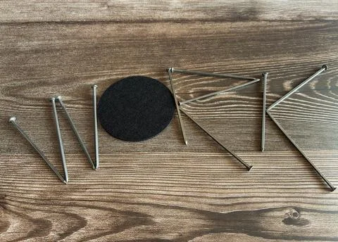 Creative Work Typography Made from Nails and Craft Materials 库存照片
