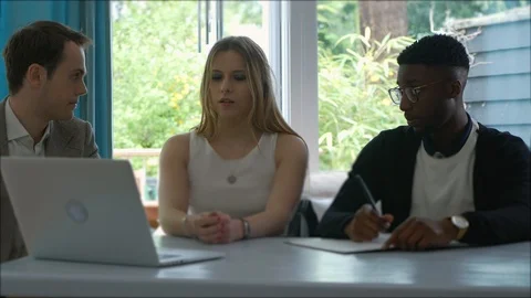 Creative Workers about to sack Woman fired from Home.mp4  Stock Footage 89922629