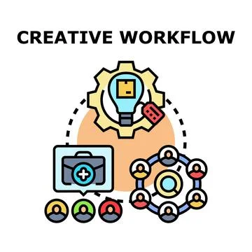 Creative workflow process optimizing project development Stock Illustration