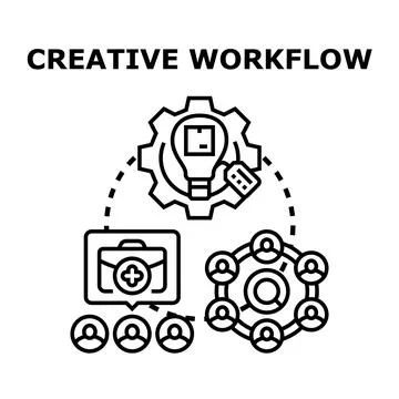 Creative workflow process optimizing project development 스톡 일러스트