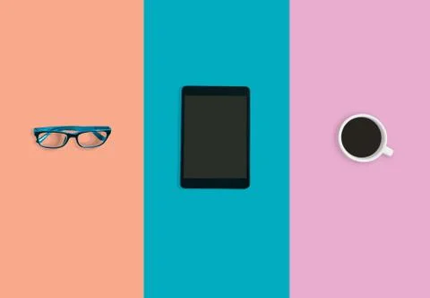 Creative workplace concept with pastel background, Home office concept Фото