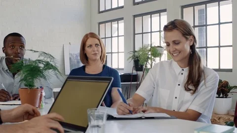 Creative workplace diverse meeting Stock Footage 73223343