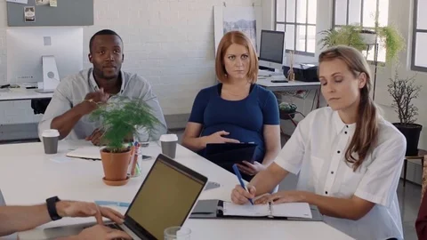 Creative workplace diverse meeting Video stock 73223405