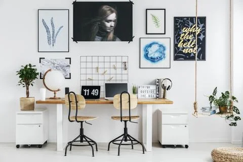 Creative workplace in home Stock Photos