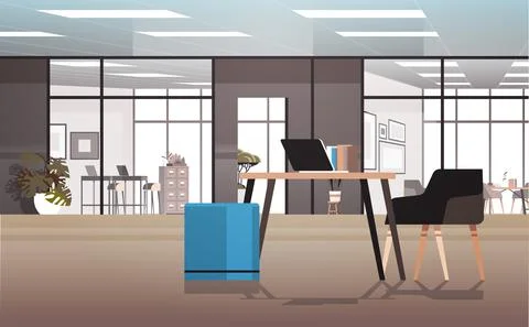 Creative workplace modern cabinet empty no people office interior contemporary Stock Illustration