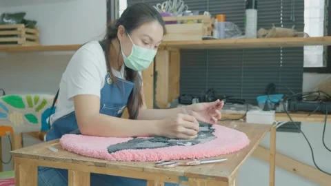 Creative Workshop: Crafting Handmade Textiles Stock Footage 329374924