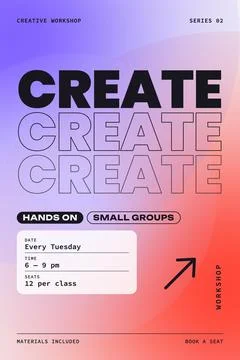 Creative workshop poster with red and violet gradient Ilustración de archivo