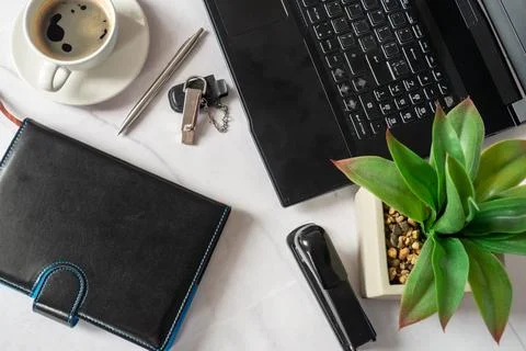 Creative Workspace Arrangement For Focused Remote Professional Tasks Stock Photos