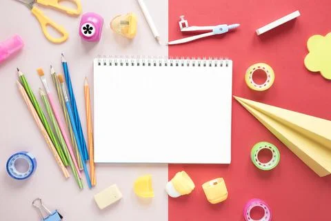 Creative workspace with blank notebook Stock Photos