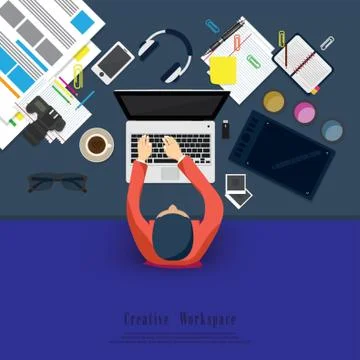 Creative workspace design Stock Illustration