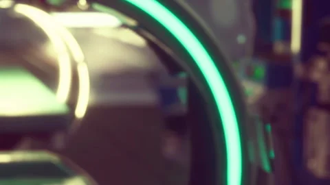 Creative workspace features colorful lights and sleek design in a modern studio Stock Footage 344964793