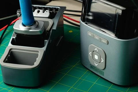 Creative workspace with tools ready for inspiring electronic projects Stock Photos