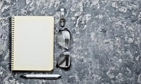 The creative workspace of the writer is inspiring to create. I have an idea.  Stockfoto's