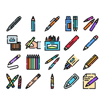 Creative writing and drawing tools collection Stock Illustration