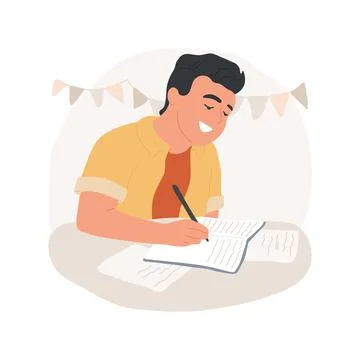Creative writing assignment isolated cartoon vector illustration. Stock Illustration
