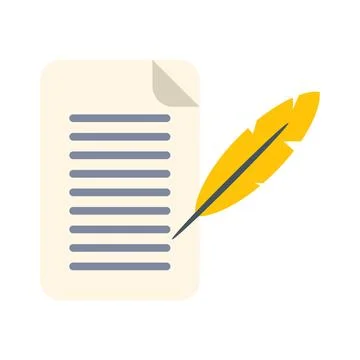 Creative writing concept with feather quill and document Stock Illustration