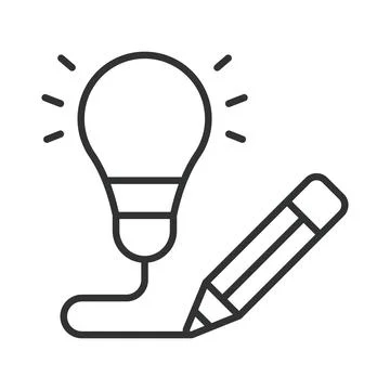 Creative writing concept, icon in line design. creative writing, idea Illustrazione stock