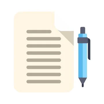 Creative writing concept with pen and document illustration 스톡 일러스트