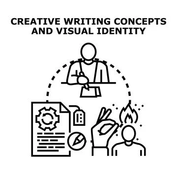 Creative writing concepts developing visual brand identity Stock Illustration