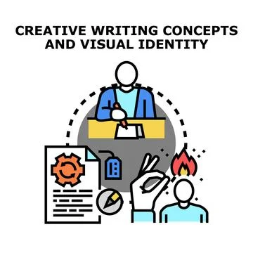Creative writing concepts developing visual brand identity Stock Illustration