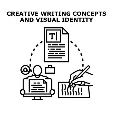 Creative writing content concepts and visual identity development Stock Illustration