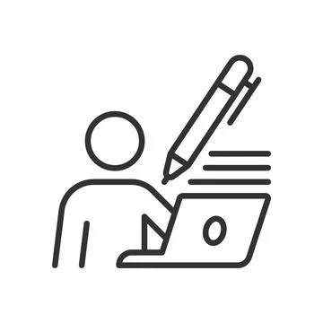 Creative writing, icon in line design. Creative writing, storytelling Illustrazione stock