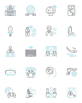 Creative writing linear icons set. Imagination, Inspiration, Prose, Expression Stock Illustration