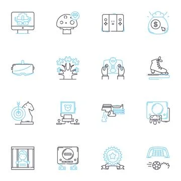 Creative writing linear icons set. Imagination, Inspiration, Prose, Expression Ilustración de archivo