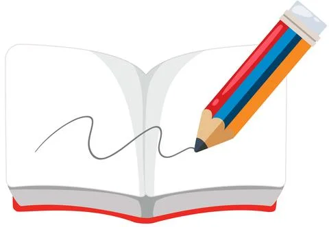 Creative Writing with Pencil and Notebook Stock Illustration