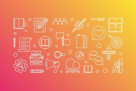 Creative writing vector modern line horizontal illustration Stock Illustration