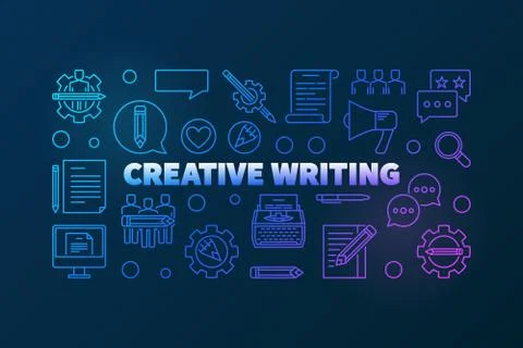 Creative writing vector modern outline colored banner Illustrazione stock