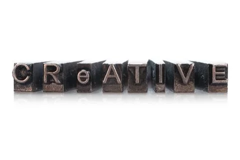 Creative written in letterpress Stock Photos