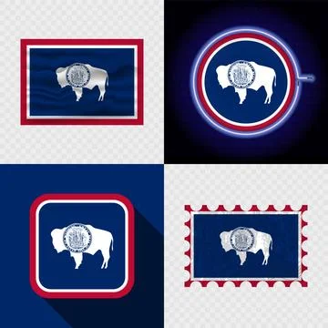 Creative the Wyoming Flag Icon Set Collection. Stock Illustration